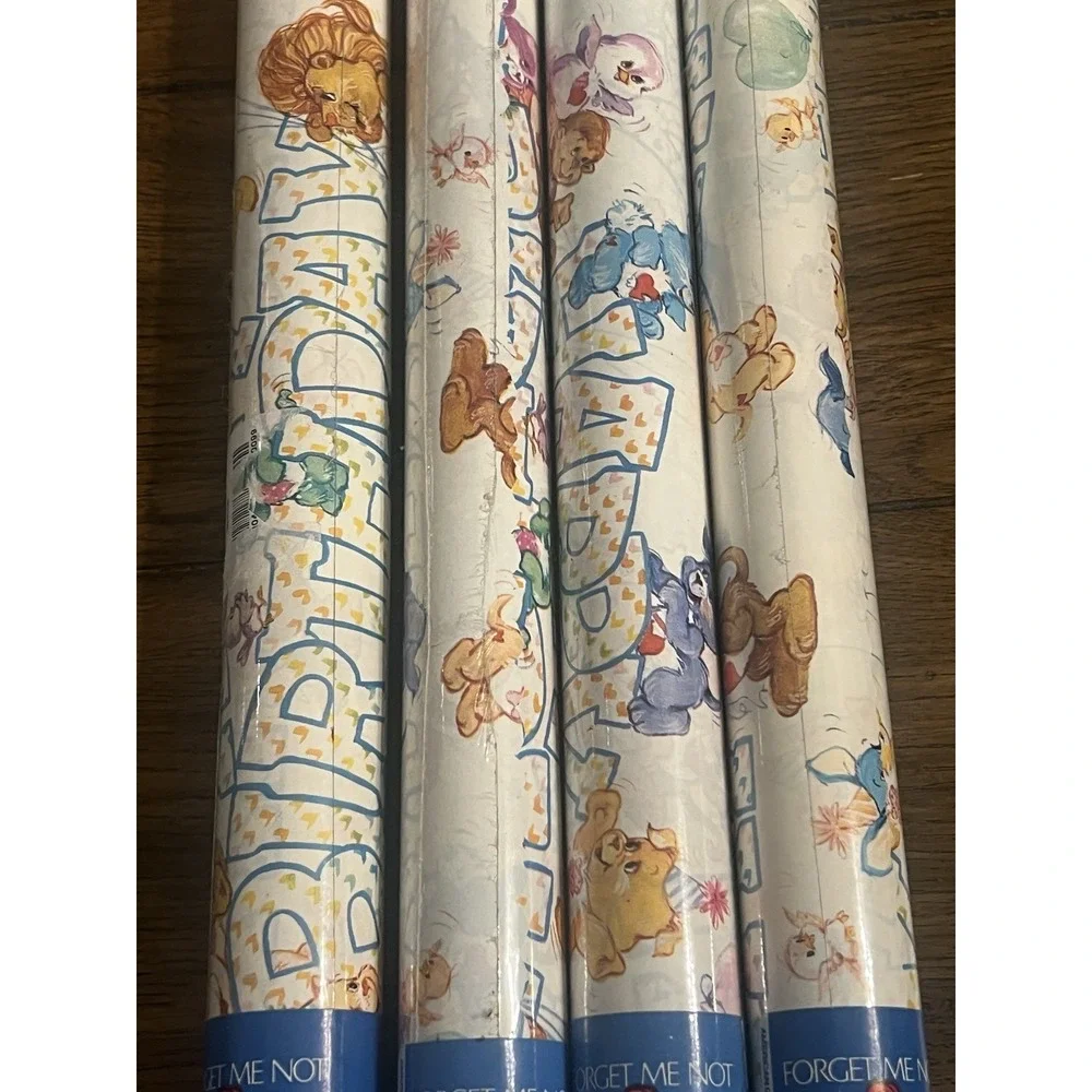 Vintage Care Bears Cousins Birthday Gift Wrap 15 SQ Feet Per‎ Roll New 4 Rolls